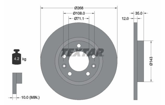 Brake Disc PRO 92268003 Textar