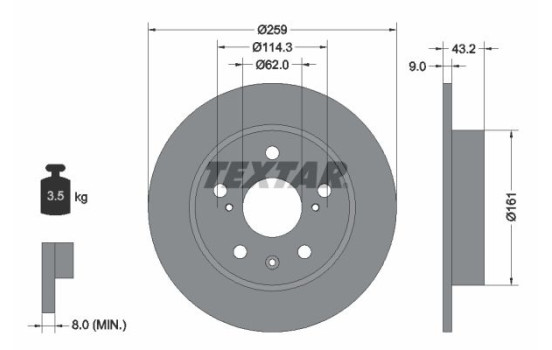 Brake Disc PRO 92268403 Textar