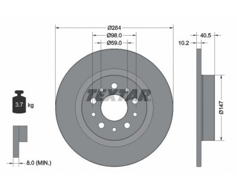 Brake Disc PRO 92271703 Textar