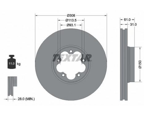 Brake Disc PRO 92274303 Textar