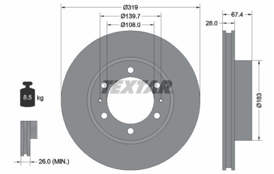 Brake Disc PRO 92274903 Textar