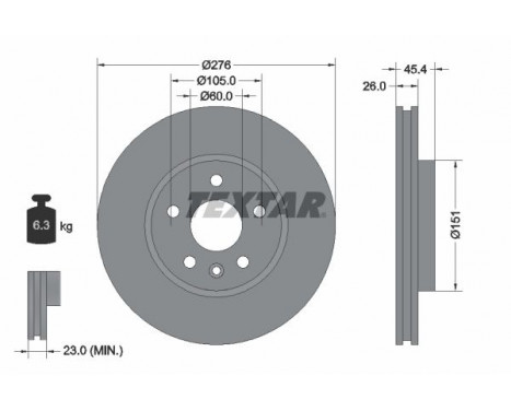 Brake Disc PRO 92277103 Textar