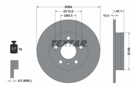 Brake Disc PRO 92277303 Textar