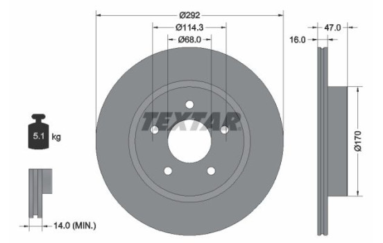 Brake Disc PRO 92278103 Textar