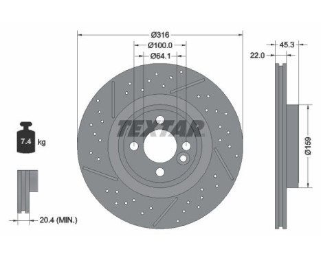 Brake Disc PRO+ 92279105 Textar