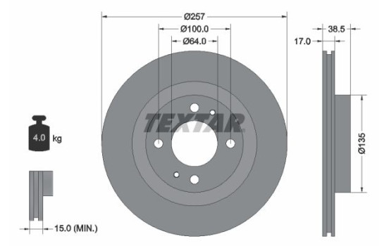 Brake Disc PRO 92282503 Textar