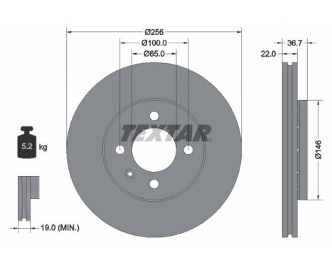 Brake Disc PRO 92287003 Textar