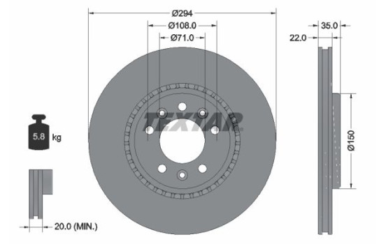 Brake Disc PRO 92287103 Textar