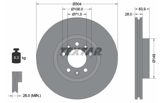 Brake Disc PRO 92287203 Textar
