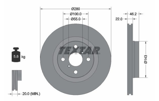 Brake Disc PRO 92287603 Textar