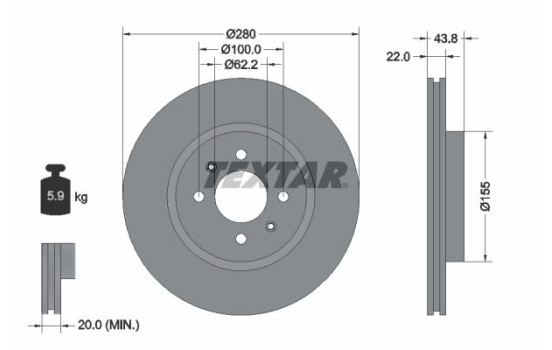 Brake Disc PRO 92288303 Textar