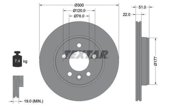 Brake Disc PRO 92288503 Textar
