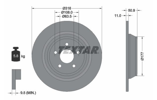Brake Disc PRO 92292503 Textar