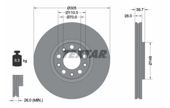 Brake Disc PRO 92293903 Textar