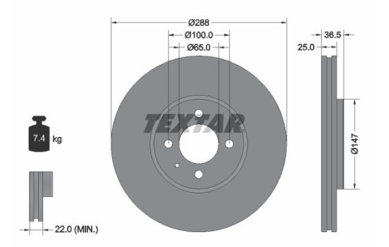 Brake Disc PRO 92302303 Textar
