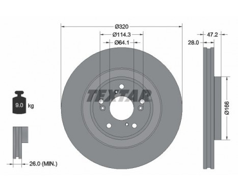 Brake Disc PRO 92306203 Textar