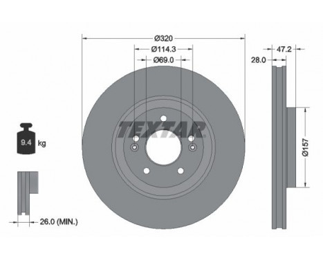 Brake Disc PRO 92306303 Textar