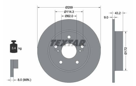 Brake Disc PRO 92308303 Textar