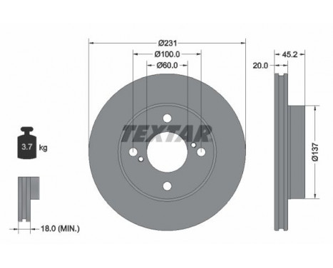 Brake Disc PRO 92309403 Textar