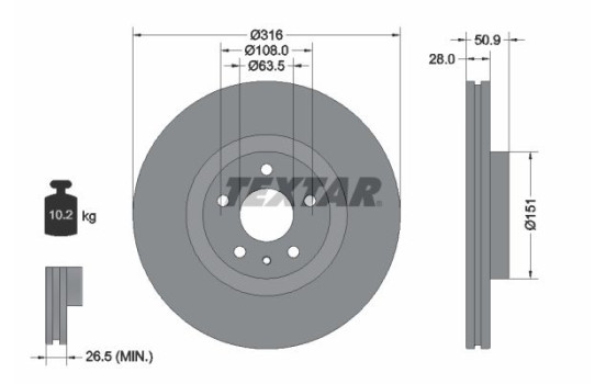 Brake Disc PRO 92309603 Textar