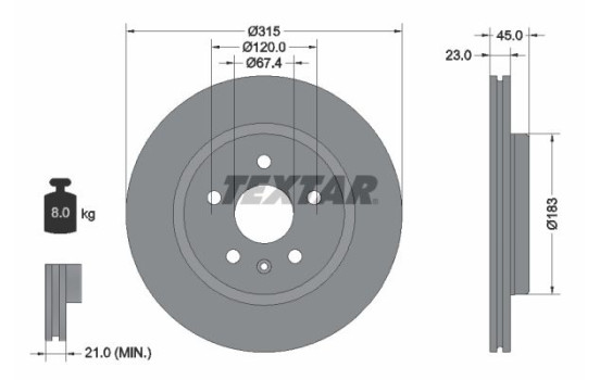 Brake Disc PRO 92315803 Textar