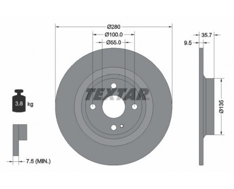 Brake Disc PRO 92320003 Textar