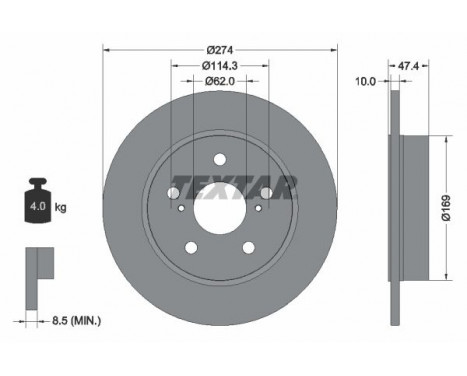 Brake Disc PRO 92321103 Textar