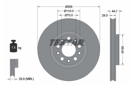 Brake Disc PRO+ 92326305 Textar