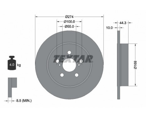 Brake Disc PRO 92333703 Textar