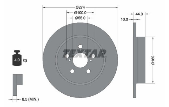 Brake Disc PRO 92333703 Textar