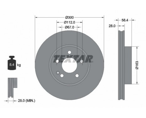 Brake Disc PRO 93123403 Textar