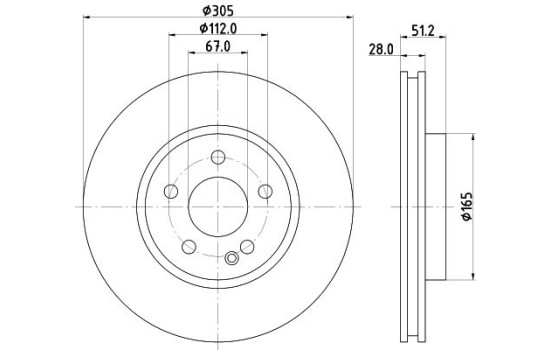 Brake disc PRO HC 8DD 355 131-941 Hella