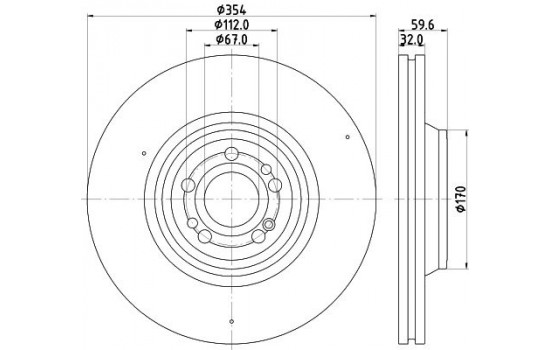 Brake disc PRO HC 8DD 355 132-221 Hella
