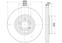 Brake disc PRO HC 8DD 355 132-331 Hella