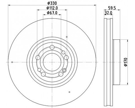 Brake disc PRO HC 8DD 355 132-331 Hella