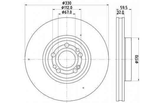 Brake disc PRO HC 8DD 355 132-331 Hella