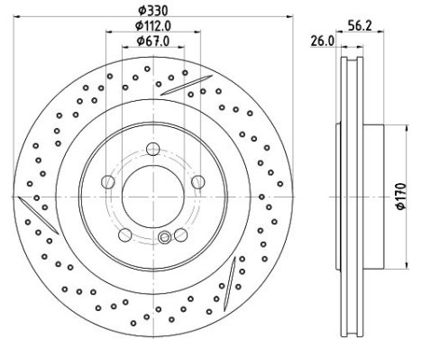 Brake disc PRO HC 8DD 355 133-231 Hella