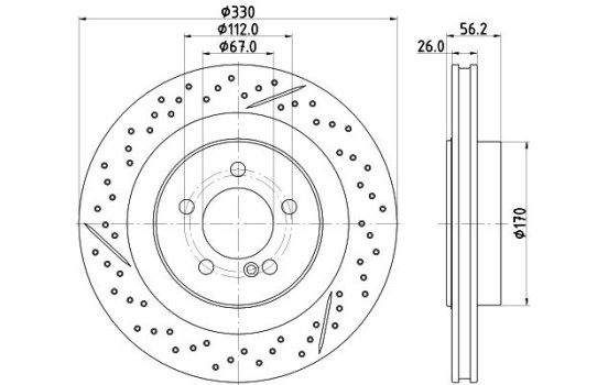 Brake disc PRO HC 8DD 355 133-231 Hella
