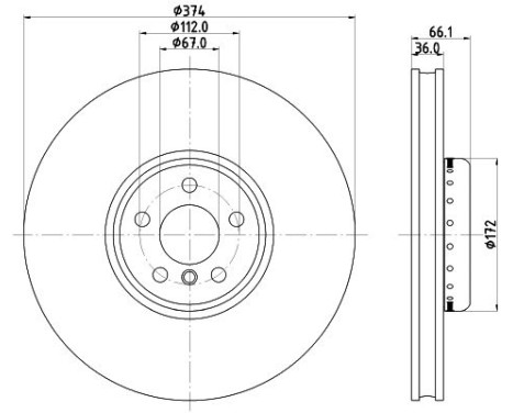 Brake disc PRO High Carbon 8DD 355 126-461 Hella