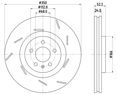 Brake disc PRO High Carbon 8DD 355 134-351 Hella