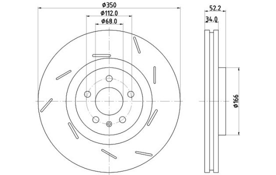 Brake disc PRO High Carbon 8DD 355 134-351 Hella