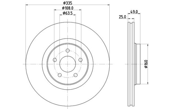 Brake disc PRO High Carbon 8DD 355 134-631 Hella