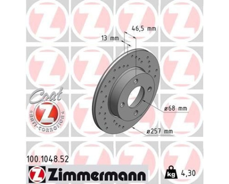 Brake Disc SPORT BRAKE DISC COAT Z 100.1048.52 Zimmermann, Image 2