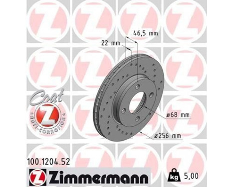 Brake Disc SPORT BRAKE DISC COAT Z 100.1204.52 Zimmermann, Image 2