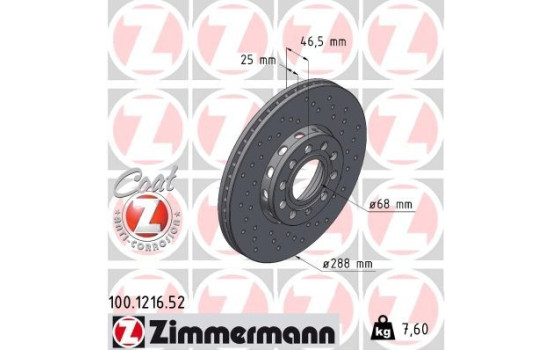 Brake Disc SPORT BRAKE DISC COAT Z 100.1216.52 Zimmermann, Image 2