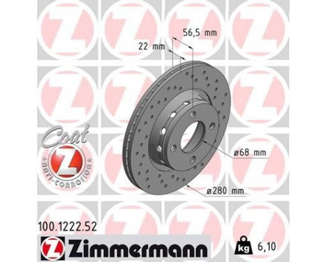 Brake Disc SPORT BRAKE DISC COAT Z 100.1222.52 Zimmermann, Image 2