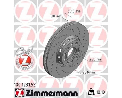 Brake Disc SPORT BRAKE DISC COAT Z 100.1231.52 Zimmermann, Image 2