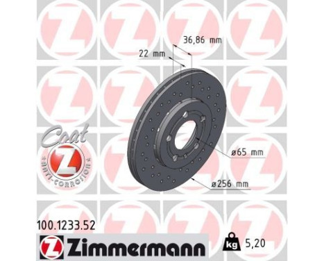 Brake Disc SPORT BRAKE DISC COAT Z 100.1233.52 Zimmermann, Image 2