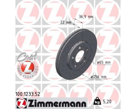 Brake Disc SPORT BRAKE DISC COAT Z 100.1233.52 Zimmermann, Image 2
