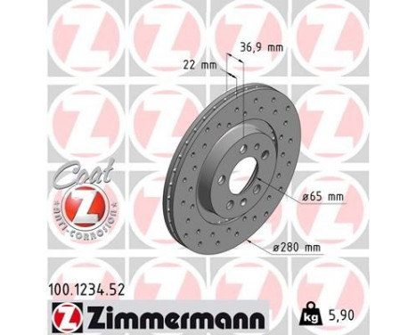 Brake Disc SPORT BRAKE DISC COAT Z 100.1234.52 Zimmermann, Image 2